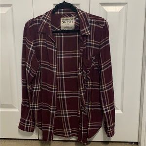 Burgundy Flannel Button-Down